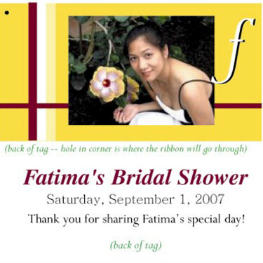 Bridal shower give away tag