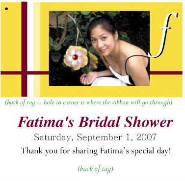 Bridal shower give away tag
