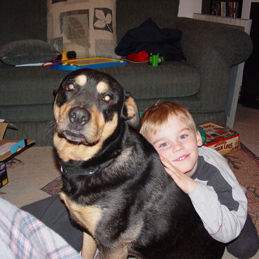 Son and dog