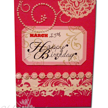 Hot Pink &#039;n&#039; Pearls Birthday Card