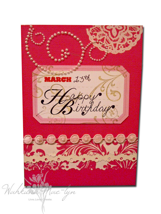 Hot Pink &#039;n&#039; Pearls Birthday Card