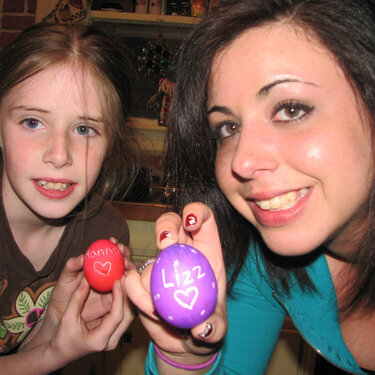 Sister Bonding Over Easter Eggs