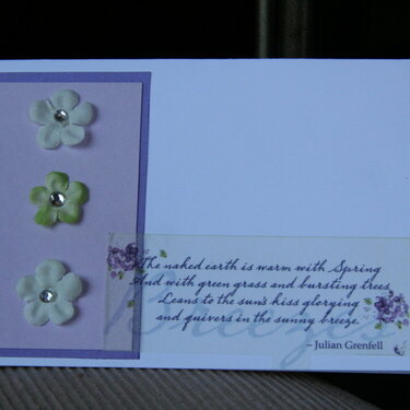 Spring note card in purple and green