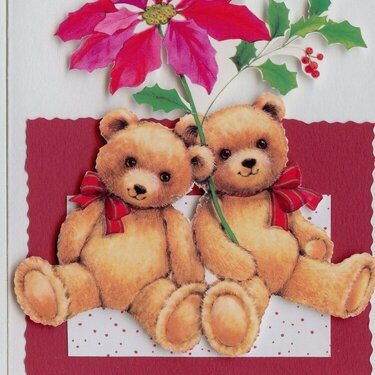 two bears and poinsettia