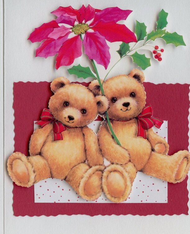 two bears and poinsettia