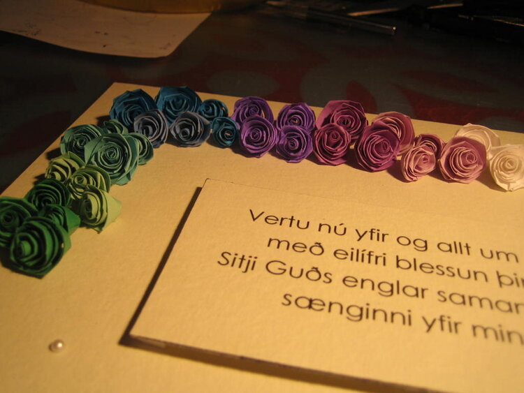 Closeup of quilled roses