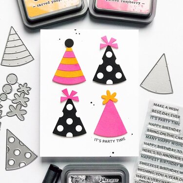 Pretty Pink Posh Party Hats Card