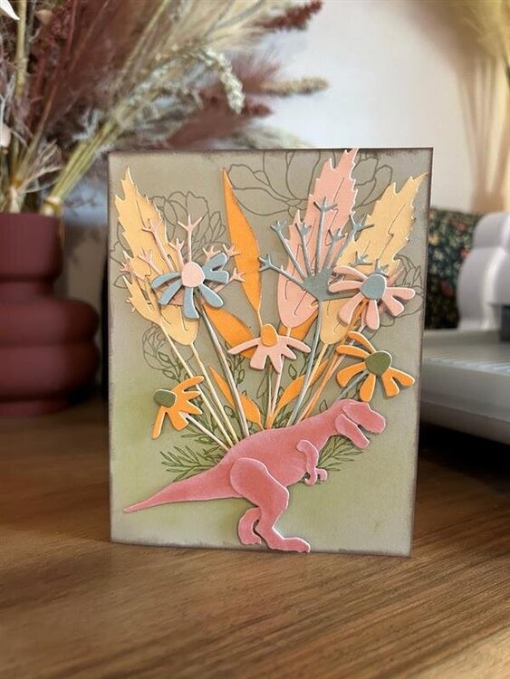 Floral Dinosaur Greeting Card