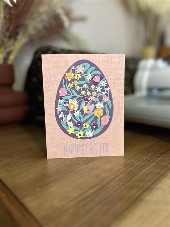 Pink Floral Easter Egg Card
