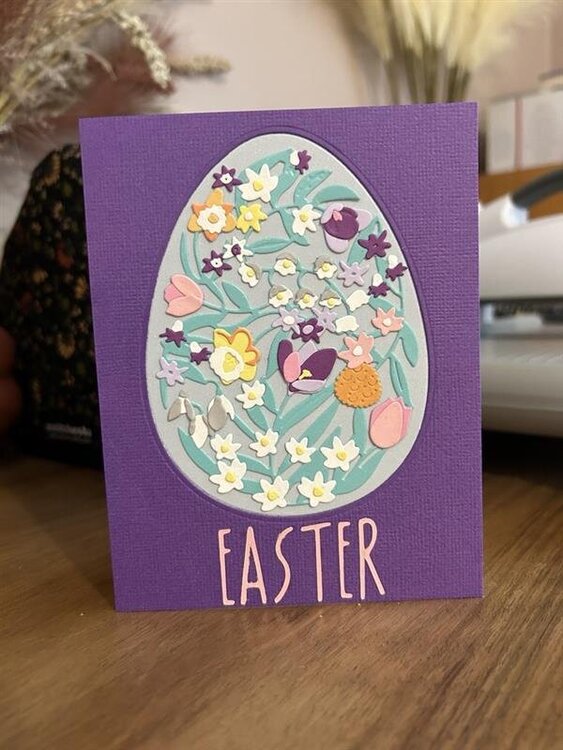 Purple Floral Egg Easter Card
