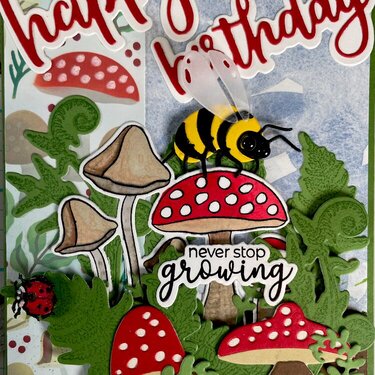 Mushroom Bee Birthday Card
