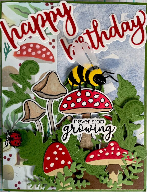 Mushroom Bee Birthday Card