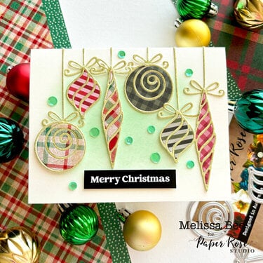 Poinsettia Garden/Christmas Plaid Ornament Card - Melissa Bee
