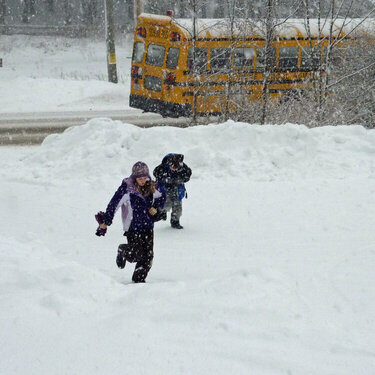 Getting off bus the day after the storm