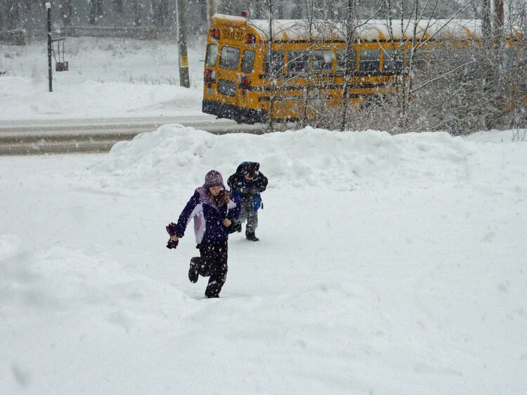 Getting off bus the day after the storm