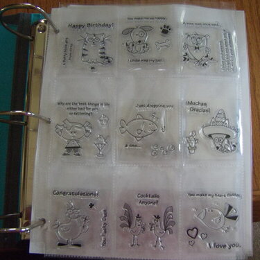 Clear Stamp Storage in Baseball Card Protector Sheets