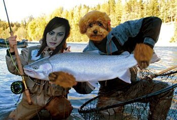 lucky and Mommy fishing for salmon in Canada !