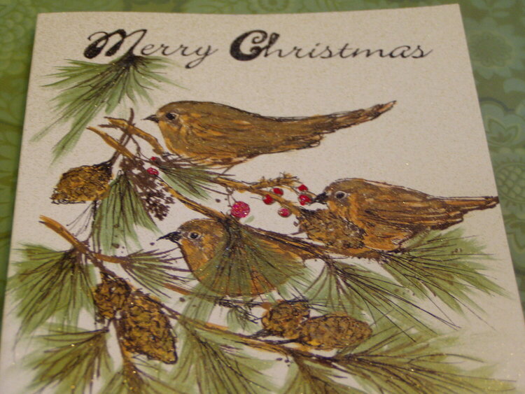 3 Birds in a Tree Christmas Card