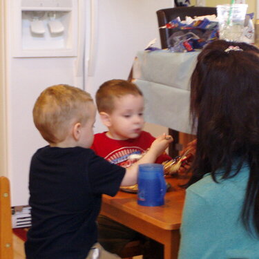 Bryve &amp; Byron with their Grandma Whawan on 2nd Birthday