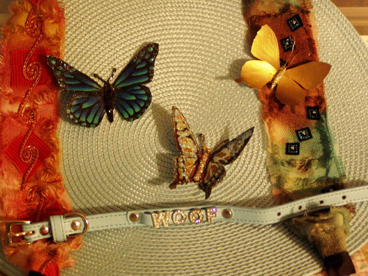 I made the 3 Butterflies, and bought the placemat and matching colored Dog Collar at D Tree