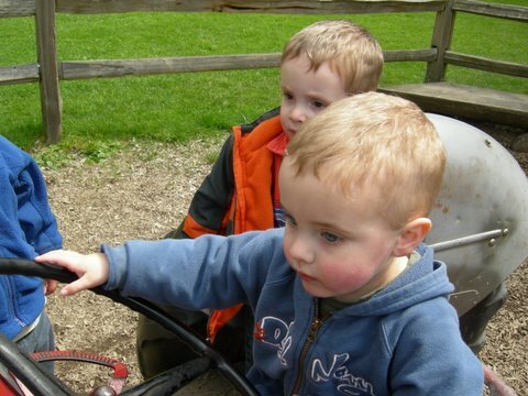 Bryce &amp; Byron at the Zoo, on the Tractor