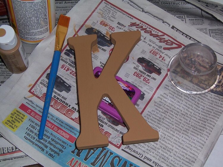 step 1 of altered wooden letter