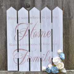 Home Blessings Stenciled Wood Picket Fence