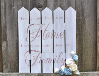 Home Blessings Stenciled Wood Picket Fence