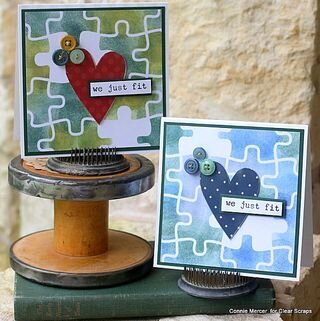 Puzzle Piece Stenciled Cards