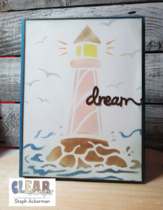 Stenciled Lighthouse Card