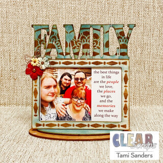 Family Desktop Frame with Faux Wood Burning