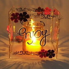 Clear Scraps "Coasters" Candle Holder  By Lisa