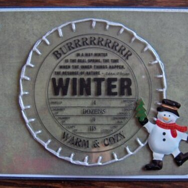 Brrrr Winter Acrylic Card by Clear Scraps DT Cathy