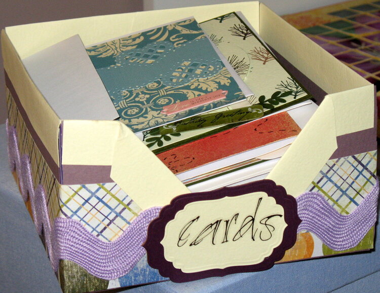 Upholstered box full of handmade cards!