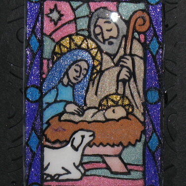 Close up of nativity of card