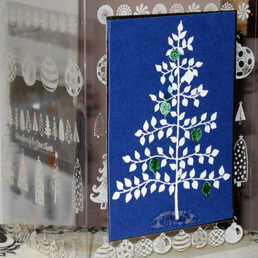 Christmas tree card on acetate, outside views