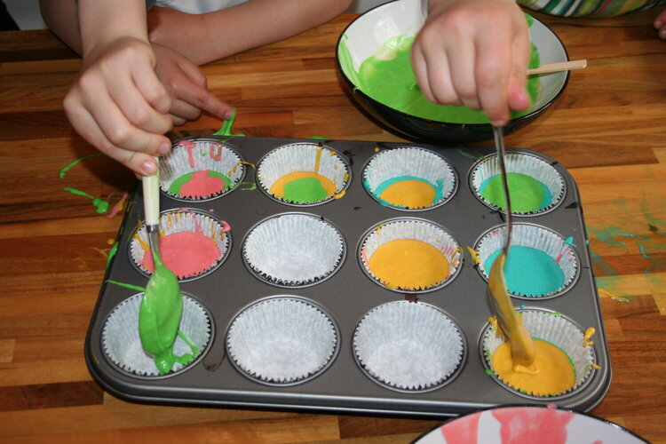 Rainbow muffins