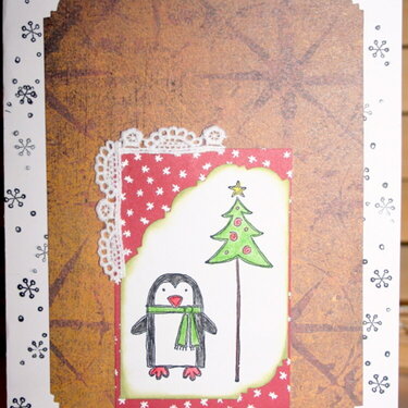 Penguin and tree w/lace
