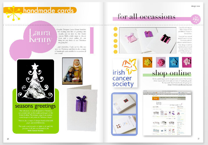Magazine douple page spread featuring my card design