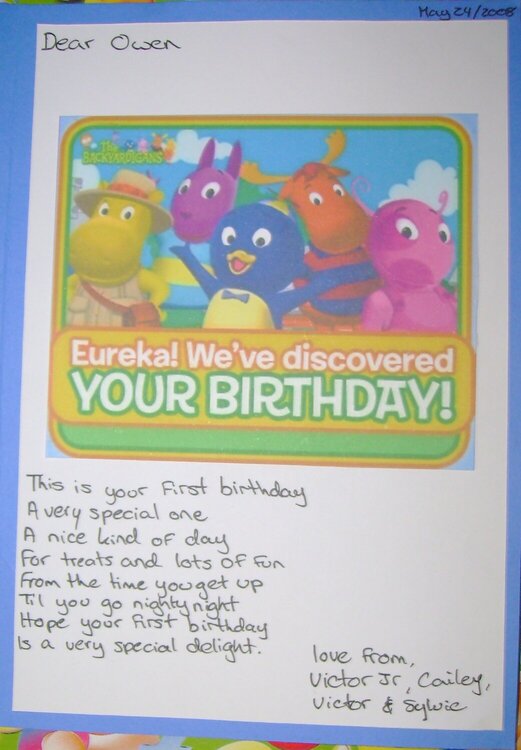 Inside of Birthday Card