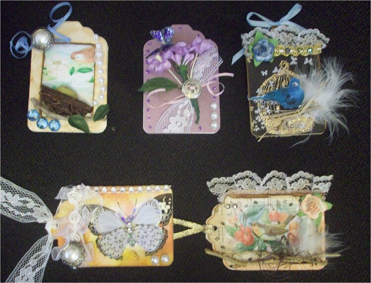 Vintage Mini Tags Group 2-A birds/butterflies