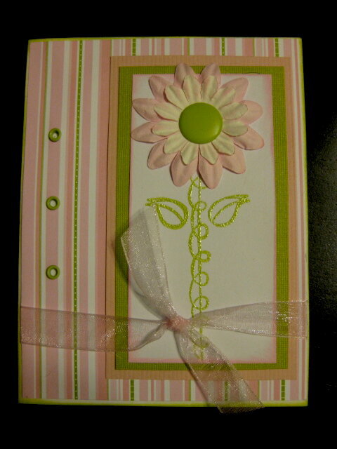 Pink and green flower notecard