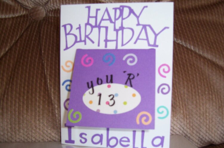 B day card for Isabella