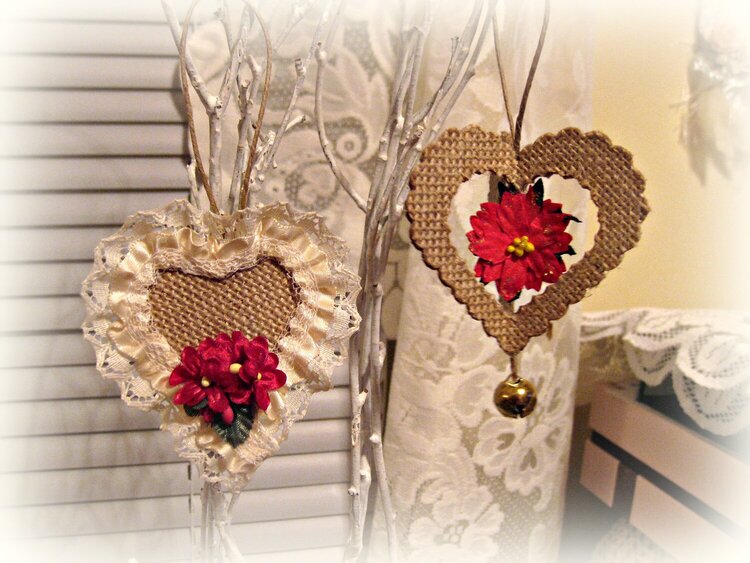 Ornaments - burlap and lace
