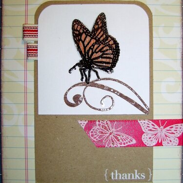 Pink Butterfly Thanks Card