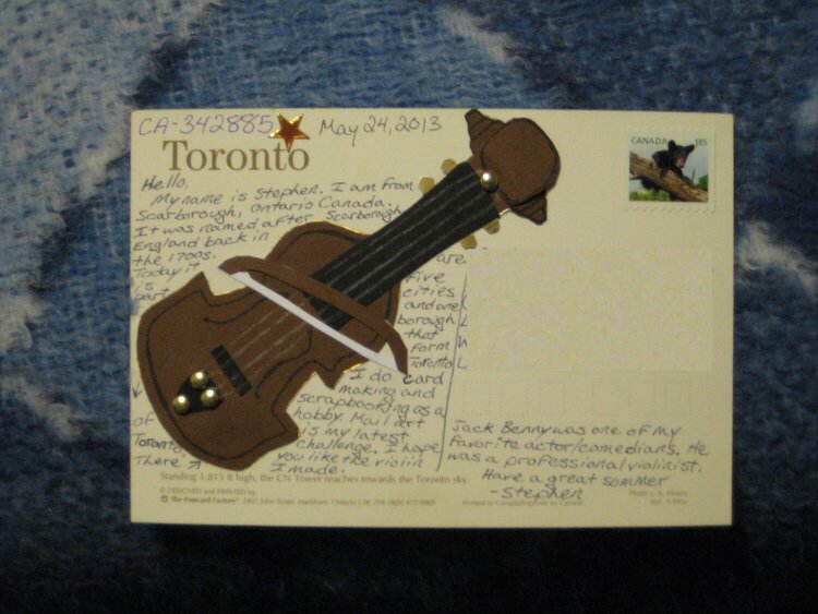 Violin on a postcard