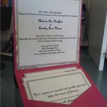 Dark Pink Pocket Wedding Invitation (Inside)