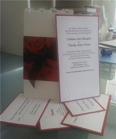 Red Rose Embossed Sleeve Wedding Invitation Set
