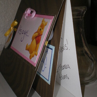Side view of double layer baby card