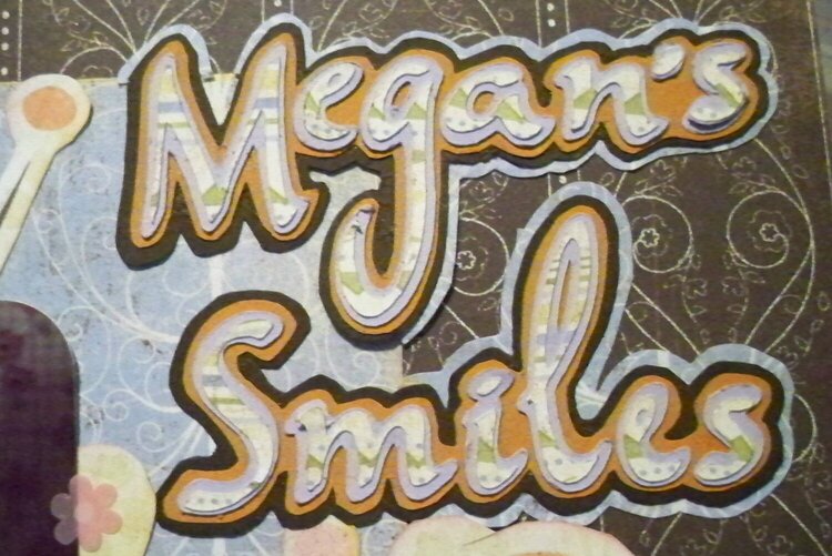 Detail of lettering on Megan Smiles